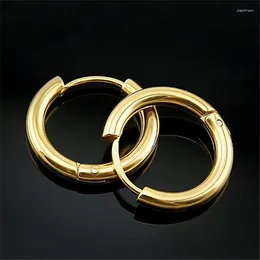 Hoop Earrings Shiny Succinct Men Womens Girls Ladies High Polish Smooth Round Jewelry Stainless Steel