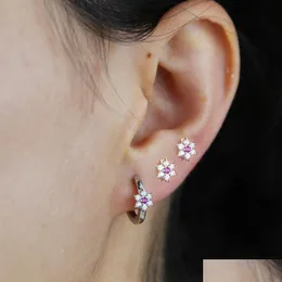 Hoop Huggie 2021 Spring New Fashion Jewelry MTI PIERANIE MINI HOOPS DAISY CZ Flower Small Hie Earring Hurtownia Drop dostawa Earri Dhlkz