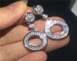 Vecalon 2018 Kariera Dangle Farring Diamond 925 Srebrny impreza Party Wedding Kolczyki dla kobiet prezent dla biżuterii ślubnej 1016760