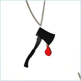 Pendant Necklaces Bloody Axe Big Necklace For Women Black Acrylic Party Dance Halloween Jewelry Exaggerate Accessories Drop Delivery P Dhf4D