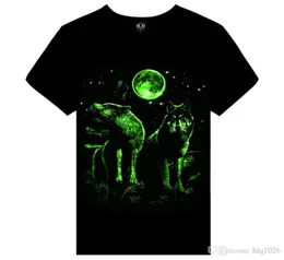 Letnia marka odzież nowość męska Tshirt Homme 3D Glow in the Dark Luminous T Shirt Men Wolf Tree z krótkim rękawem 7363763