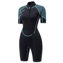 3mm women's short - chloroprene rubber with front zipper, full body diving rash protective suit suitable for diving, snorkeling, surfing, and swimming