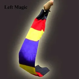 魔法の小道具を変える色のスカーフマジックテクニックブラックからレインボーシルクストライプマジックテクニックマジックプロップファンステージ閉鎖マジックe3061 G240529