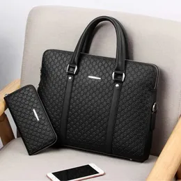 Double Camadas Mens Couro Braça de Negócios Casual Man Bag Messenger Missenger Laptops Male Bolsas de Viagem Men Bolsas de Viagem 240530