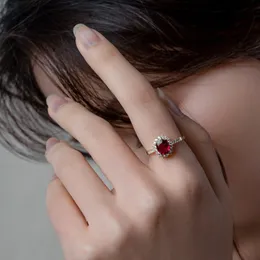S Pure Silver Ring Light Luxury Jewelry Popular Handicrafts Creative Women's Pomegranate Red Zirconia