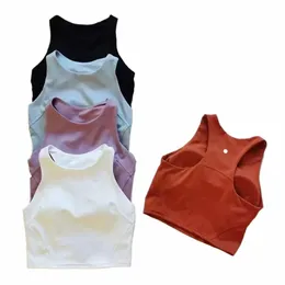 Womens Yoga Bh Tank Summer Vest Type-formad ingen stålring Inbyggd bröstkudde Sports BH för kvinnor Gym STENVEL FITN YOGA TOPS FI LUXURY TOP U9CI#