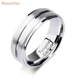Newshe Mens Band Band Tungsten Carbide Rings Fashion Groove Ring 8mm Charm Jewelry Party Gift Never Fade 240603