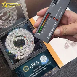 Дешевая цена хип -хоп украшения 2 мм 3 мм 4 мм 5 мм 6,5 мм сертификат GRA Sier VVS Diamond Moissanite теннисная цепь ожерелье