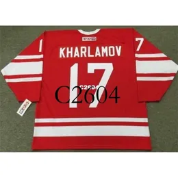 GC2604 Real Men Real Full Emboidery #17 Valeri Kharlamov USSR 1972 Vintage Hockey Jersey 또는 Custom Name 또는 Number Jersey