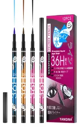 144pcs12Box Eyeliner Makeup Yanqina Waterproof Eyeliner Precision Liquid Eye Liner 36H 01mm non fioriscono longlasting Easy secco D5483079