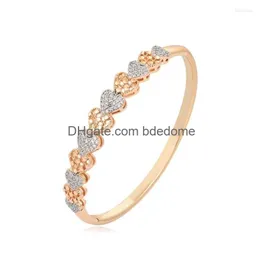 Bangle Mxgxfam Fashion Zircon Hearts Bracelet Jewelry For Women 55 Mm Mix 2 Gold Plated No Skin Allergy Nickel Drop Delivery Dhpmc