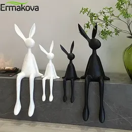 Ermakova Nordic Home Decorate Figurine per dono di coniglio statue di coniglio decorazione della sala natale per la scultura arte astratta 240603