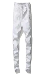 Najnowsze męskie 3D Digital Drukowane białe dżinsy projektant mody prosta noga Slim Fit Denim Spodnie Hip Hop tanie spodnie duże rozmiar 56392115703