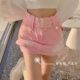 Saias finas cintura alta A-line mini-saia design bodycon micro com cinto branco azul