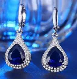 Noble de alta qualidade de baixa qualidade Crystal Lady039s Blue Drop Earings 1055665678