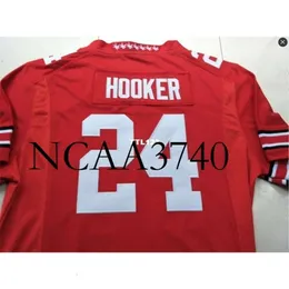 N374 #24 Hooker Malik Ohio State Buckeyes Jersey White Red Black Personalizado S-4xlor Custom Qualquer nome ou número Jersey