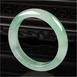 Light Green Jade Bracelet Fashion Accessories Jadeite Natural Charm Jewelry Women Men Handcarved Round Bangle Hand Ring 240603