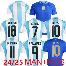 2024 2025 قميص كرة قدم لرجال كرة القدم الوطني جيرسي 3 نجوم Messis 24 25 لاعب المشجعين الأصليين Mac Allister Dybala di Maria Martinez de Paul Maradona Child Kit