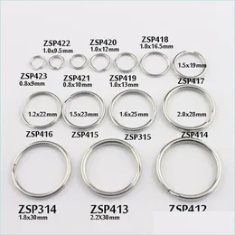 Pump Rings Split Chain Ring Ring 9mm/9.5mm-/10mm/12mm/13/16,5-32mm Aço inoxidável de laço duplo pode misturar jóias DIY 100pcs-500pcs/lote dhnry