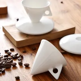 Coffeware setleri INS IŞIK Lüks Kemik Çin Koni Tipi Espresso S Cup Seramik Piramit Küçük Siyah Kahve Kupa ve Saucer Demitasse Tea Fecup