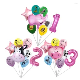 Dekoracja imprezy 8pcs/Set Cow Pig Elephant Głowa urodziny Balony Zwierzęta Zwierzęta Dekor