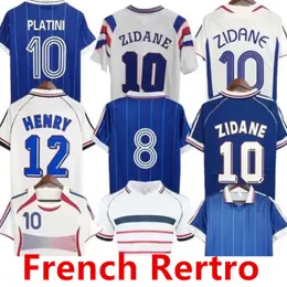 1998フレンチクラシックヴィンテージジャージ1982 84 86 88 90 98 00 04 06 Zidane Soccer Jerseys Maillot de Foot Mbappe Rezeguet Desailly Henry Plationi Retro Men Kids Football Kit