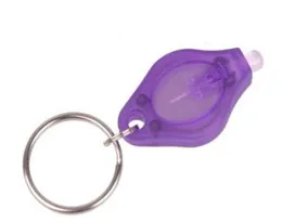 200pcs KeyChain Flashlights 395410nm Purple UV LED Money Detector light protable light Keychains Car key accessories Whole5337185
