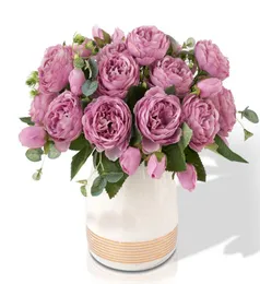 5 Big Headsbouquet Peonies Flores artificiais Peonias de seda buquê 4 Flores Budas Casamento decoração Falsa Peony Rose Flower9231640