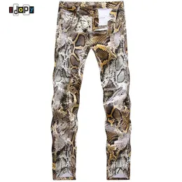 Mens Snakeskin Printed Jeans Slim Fit Skinny Night Club DJ Trousers Pants Slacks For Male Plus Size 240531