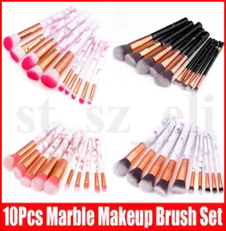 Neue 10pcsset Marmor Make -up Pinsel Sets Blush Pulver Augenbrauen Eyeliner Make -up -Pinsel -Set Foundation Make -up Pinsel6828515