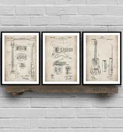 Patent gitarowy plany plakaty i drukowania muzyki na ścianie płótna malowanie retro zdjęcia do salonu wystrój domu5659732