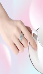 Модный 100% 925 серебряный серебро срезал 2 -коранные обручальные кольца для женщин элегантные ювелирные изделия для вечеринок Fine Cluster5502720