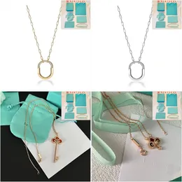 New Copper Charm Necklace Designer Luxury Gold Plated Necklace Design For Mother Love Gifts Summer Couplet Pearl Diamond Pendant Necklace With Box