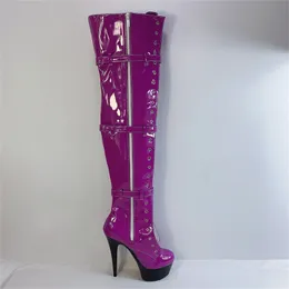 Purple Performance Buty z 15-cm okrągłe palce super wysokie (8 cm-up) cienkie obcasy pasują do rozmiaru, weź swoją normalną platformę PU