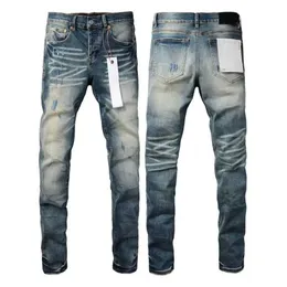 Top -Qualität lila Jeans Männer modische Streetwear Distelte Blue Jeans Mode Reparatur niedriger Anstieg eng Denimhose