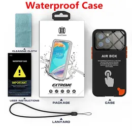 مربع الهواء 6.1 بوصة 6.7 بوصة عالمية كاملة الجسم مقاوم للماء تحت الماء حماية الغوص السباحة حالة حماية الهاتف المضاد للسقوط لجهاز iPhone 15 14 13 12 Pro Max Plus