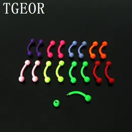 Hot Fashion Charm medidores cores neon 40pcs 16g 3mm Anel de sobrancelha de piercing em aço inoxidável 240604