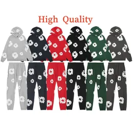 Hoodie byxor högkvalitativ designer hoodie puffblomma tryck hoodie svart herr bomulls krans tröja unisex överdimensionerade hoodies hip hop huvtröja tröja