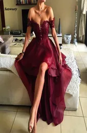 Burgundy High Low Organza Women Prom Dress Vestido de Noiva Elegant Homecoming Birthday Formal Maxi Gowns Open Back Vintage Gown8461308