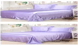 7PCS Blue Purple Lilic Silk Sedding Zestaw Satynowe pościel Super King Queen Full Duvet Cover Arkusz Łóżko Załączone łóżko w torbie 4974245