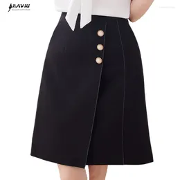 Spódnice naviu eleganckie i modne czarne spódnica liniowa dla kobiet wiosna lato formalne faldas biuro panie mini krótkie jupe