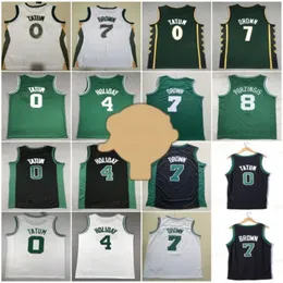 Camisas de basquete Jayson Tatum Jersey 0 Man City Jaylen Brown 7 Jrue Holiday 4 Kristaps Porzingis Bird ganhou ícone preto verde branco