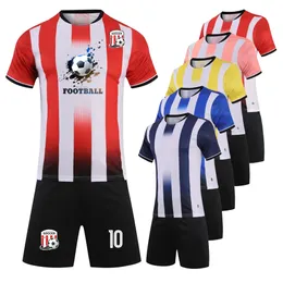 2324 Men Kids Football Jersey Set Submation Blank Custom Stripe Club Team Soccer Unffor