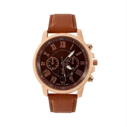 Roman Number Dial Fashion Watch Retro Genebra Student Watches Womens Quartz Trend Watch Watch With Brown Leather Band 2885