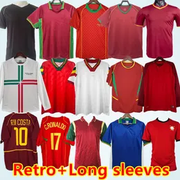 Ronaldo Retro Soccer Jerseys 1998 1999 2012 2002 2002 2004 Rui Costa Figo Nani Classic koszulki piłkarskie Camisetas de Futbol Portugal Vintage Long Sleeve