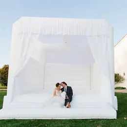 Erwachsene Kinder Outdoor weiß aufblasbare Hochzeit Bounce House Springing Bouncy Castle mit Dach weiß