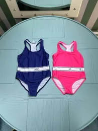 top Cute Summer Girls Brand One-Pieces Bikini Swimsuit Letters Printed Kids Toddlers Sleeveless Vest Bathing Suits Baby Girl Beach Swimwear Children Swimming Wear