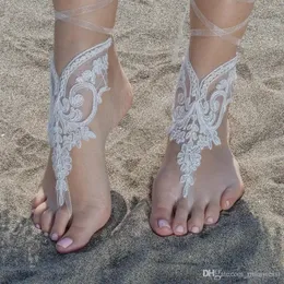 Elegancki koronkowy ślub na plaży Sandały Boso Gorąca sprzedaż łańcuch kostki