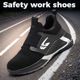 Sapatos de segurança suave para homens esfaquear respirável trabalho de trabalho leve, tênis de aço de aço botas de construção masculino masculino