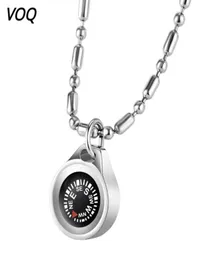 Pendant Necklaces VOQ Outdoor Survival Rescue Compass Stainless Steel Bead Chains Long Necklace For Men And Women Adventure Travel6531557